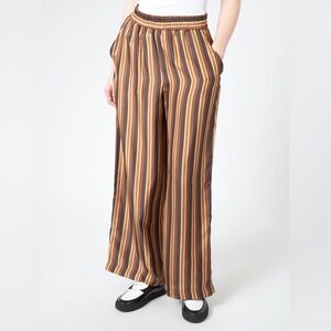 Chloe Stora Womens 100% Silk Rey Trouser Loose Fitting Striped Pants Sz 34 US 4